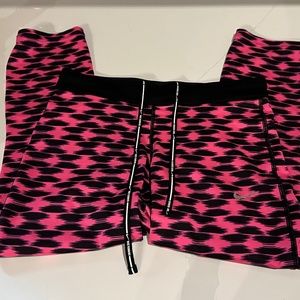 Womens Nike Pro Dri Fit Leggings Pink Fuschia Black Drawstring Size S Small
